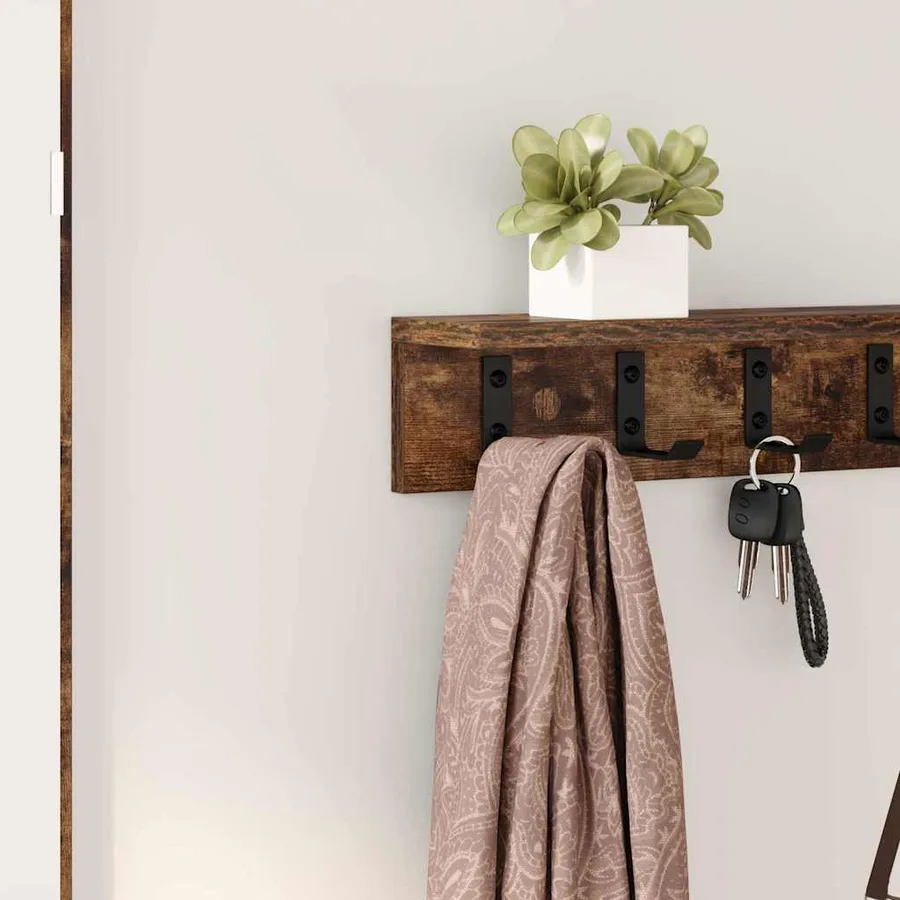 Porte-manteau mural Chêne fumé 80 x 10,5 x 10,5 cm - 4