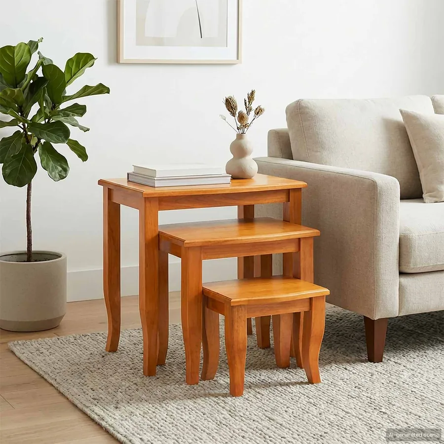 Tables d'appoint emboîtables 3 pcs Naturel