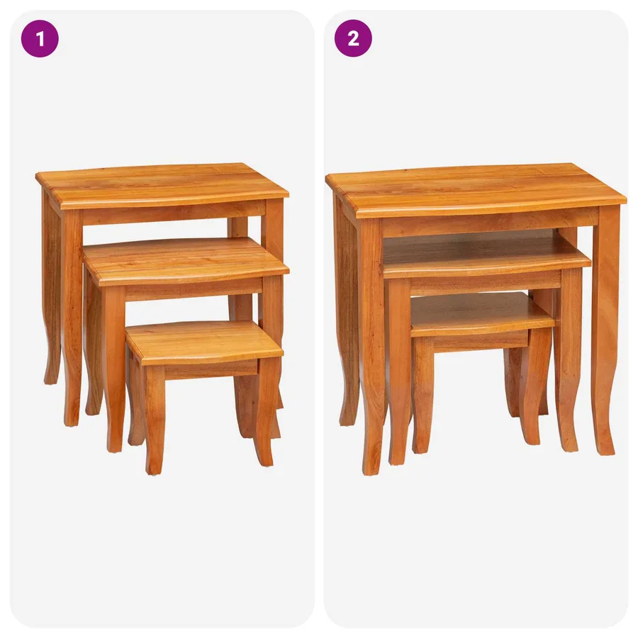 Tables d'appoint emboîtables 3 pcs Naturel - 12