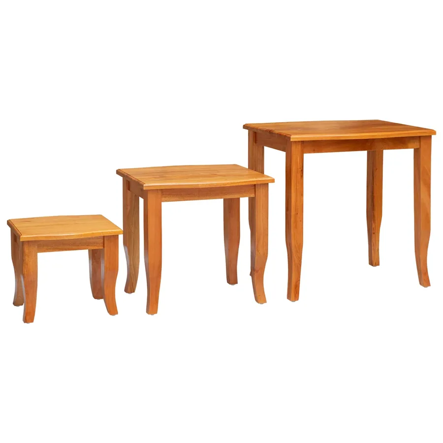 Tables d'appoint emboîtables 3 pcs Naturel - 2