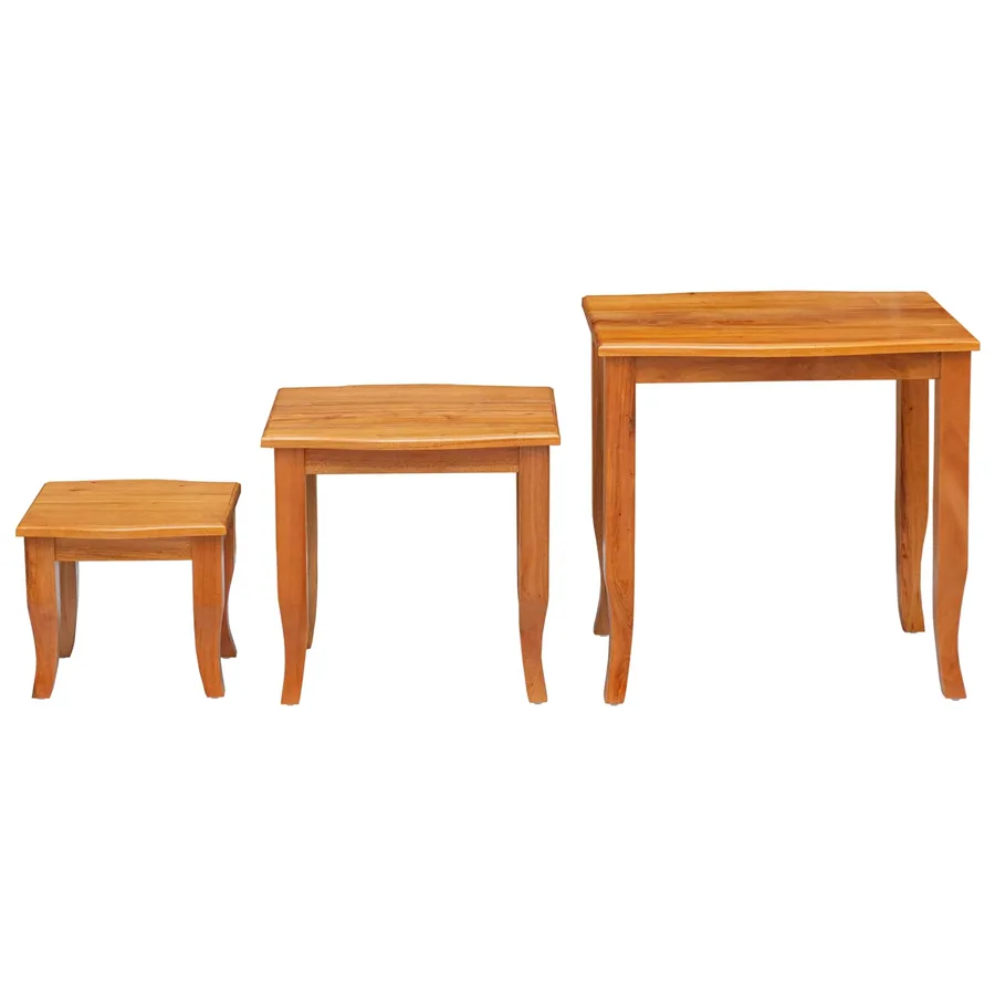 Tables d'appoint emboîtables 3 pcs Naturel - 7