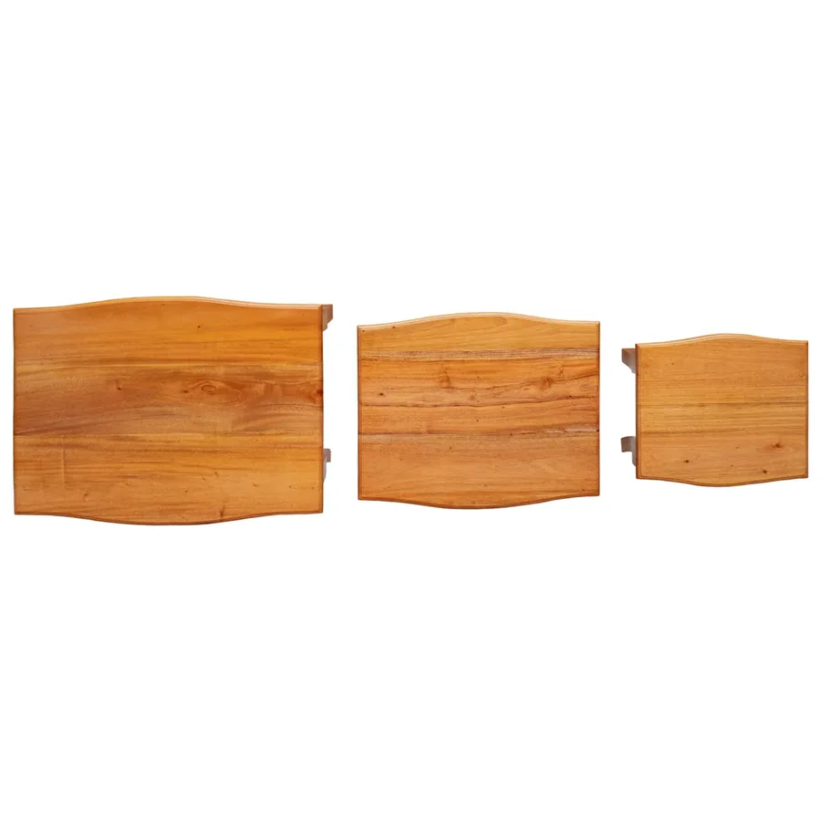 Tables d'appoint emboîtables 3 pcs Naturel - 9