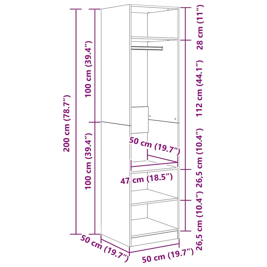 Armoire Chêne artisanal 50 x 50 x 200 cm Bois d'ingénierie - 11