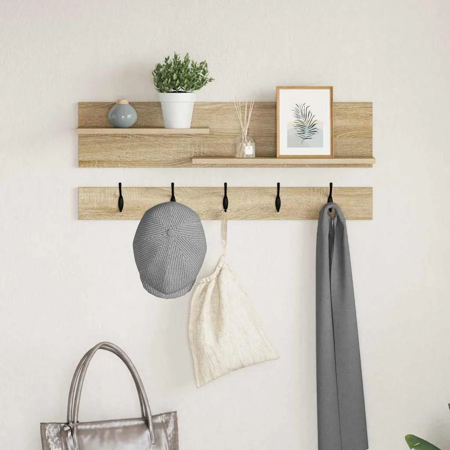 Porte-manteau mural avec étagère Chêne Sonoma 90 x 15 x 36 cm
