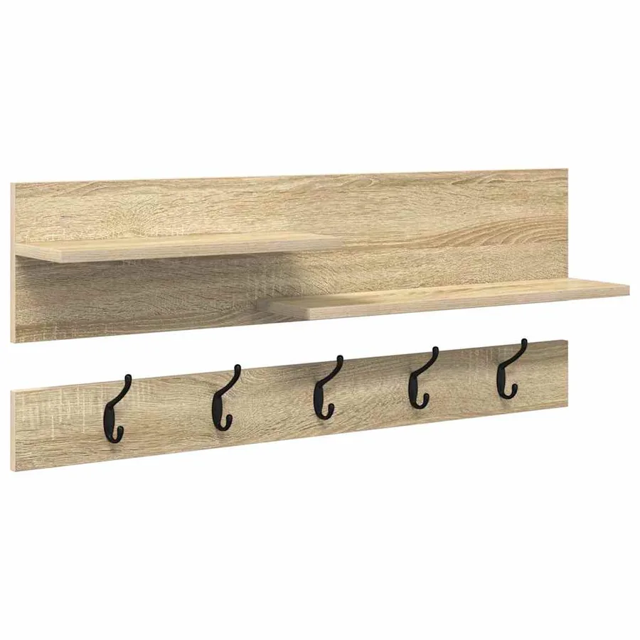 Porte-manteau mural avec étagère Chêne Sonoma 90 x 15 x 36 cm - 2
