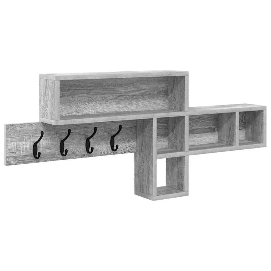 Porte-manteau mural avec étagère Gris Sonoma 100 x 12 x 43,5 cm - 2
