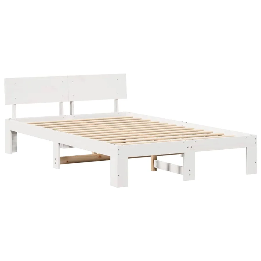 Cadre de lit avec tête de lit Blanc 140 x 190 cm Pin massif - 4