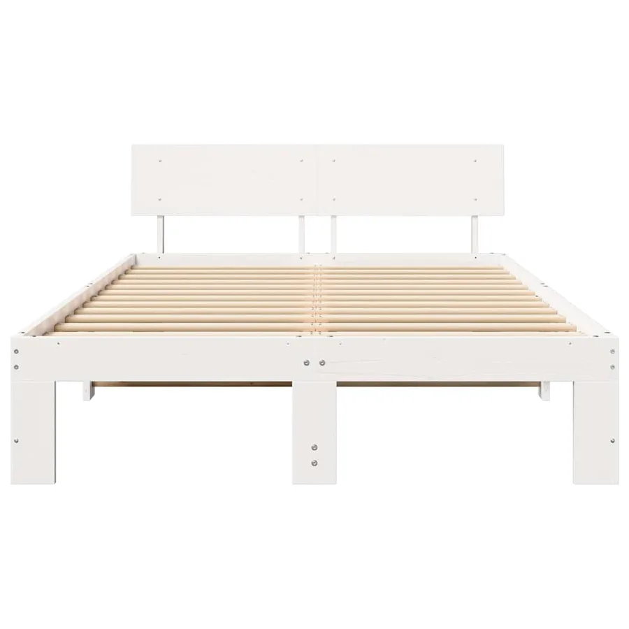 Cadre de lit avec tête de lit Blanc 140 x 190 cm Pin massif - 5