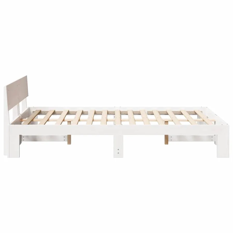 Cadre de lit avec tête de lit Blanc 140 x 190 cm Pin massif - 6