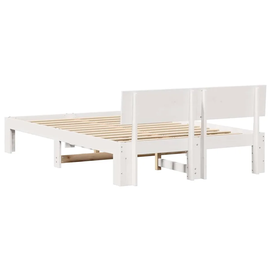 Cadre de lit avec tête de lit Blanc 140 x 190 cm Pin massif - 7