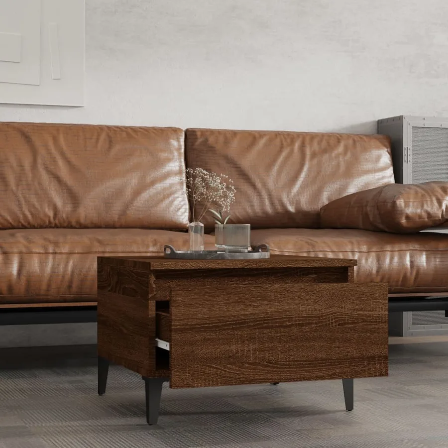 Table d'appoint Chêne marron 50x46x35 cm Bois d'ingénierie - 3