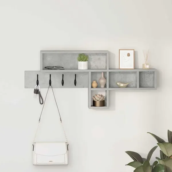 Porte-manteau mural avec étagère Gris béton 100 x 12 x 43,5 cm