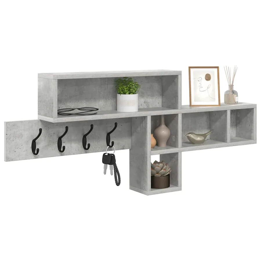 Porte-manteau mural avec étagère Gris béton 100 x 12 x 43,5 cm - 3