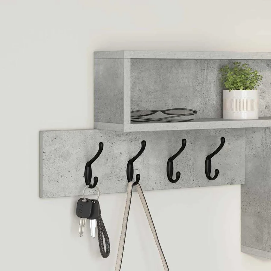 Porte-manteau mural avec étagère Gris béton 100 x 12 x 43,5 cm - 4