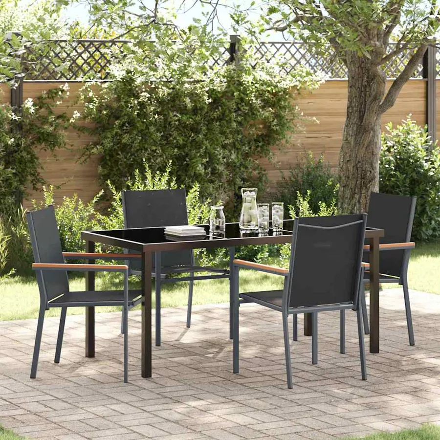 Ensemble de salle à manger pour jardin 5 pcs Noir