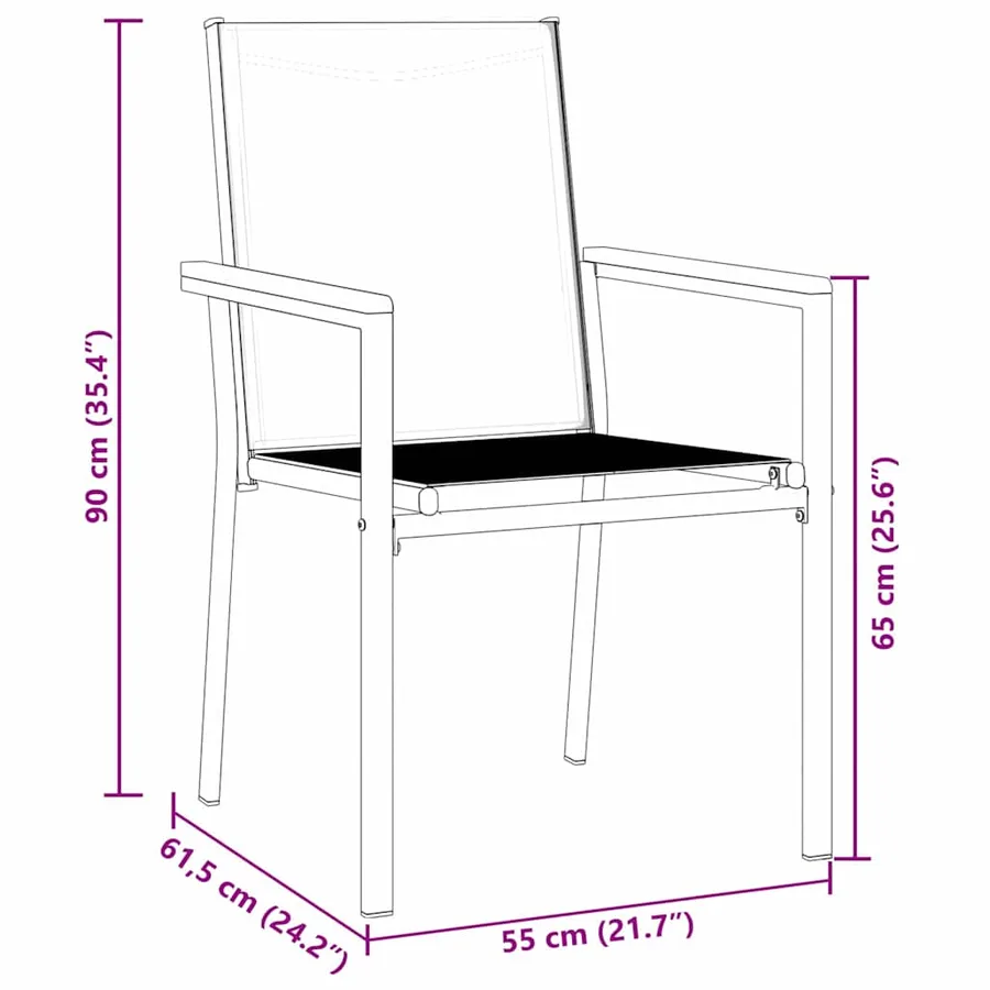 Ensemble de salle à manger pour jardin 5 pcs Noir - 10