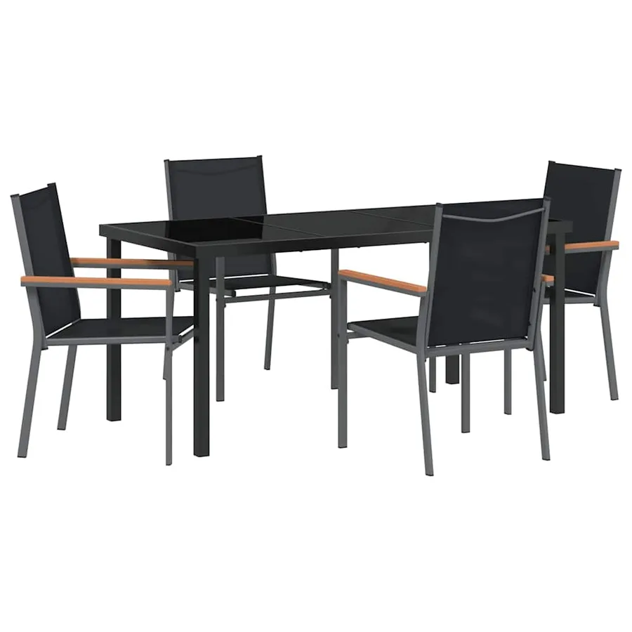 Ensemble de salle à manger pour jardin 5 pcs Noir - 2