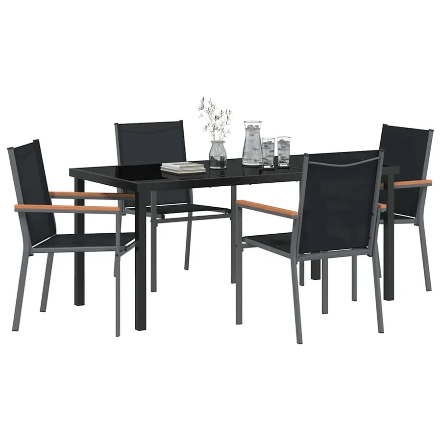 Ensemble de salle à manger pour jardin 5 pcs Noir - 3
