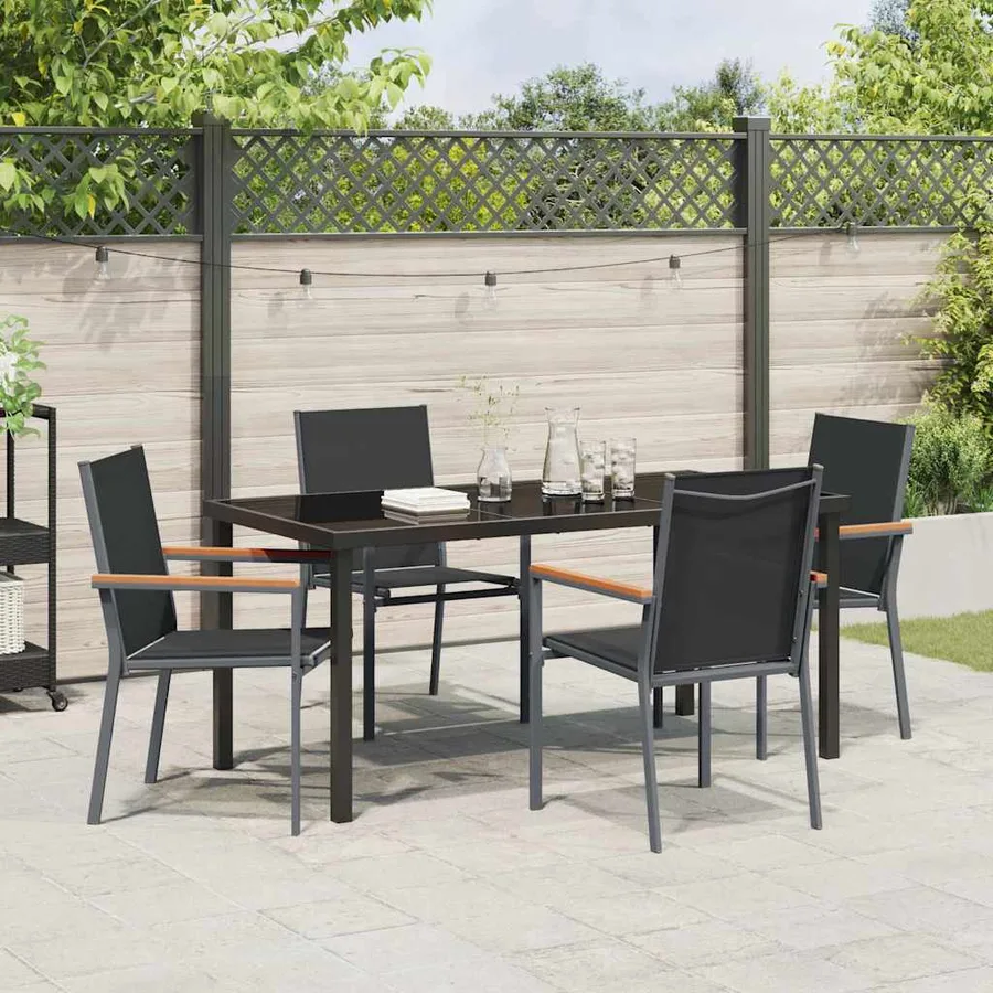 Ensemble de salle à manger pour jardin 5 pcs Noir - 4