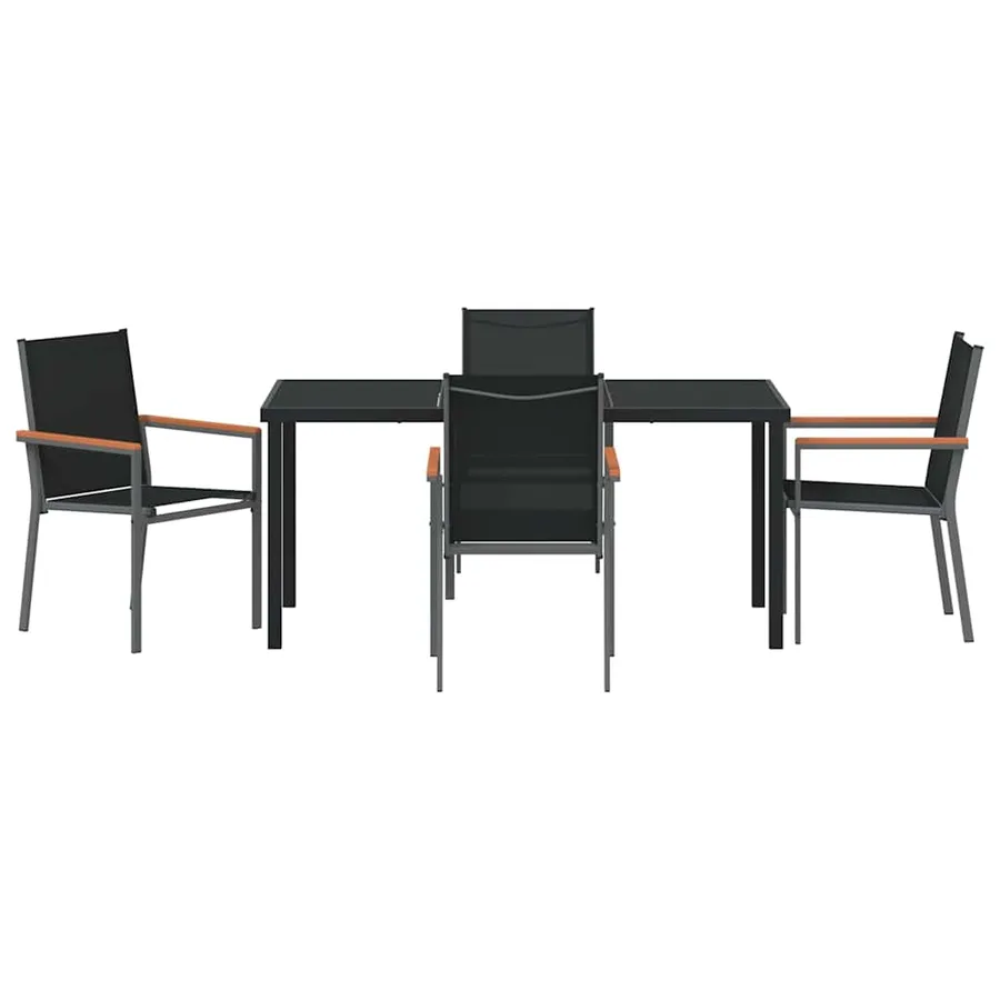 Ensemble de salle à manger pour jardin 5 pcs Noir - 7