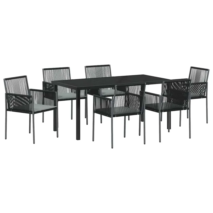 Ensemble de salle à manger pour jardin 7 pcs Noir Rotin PE - 2