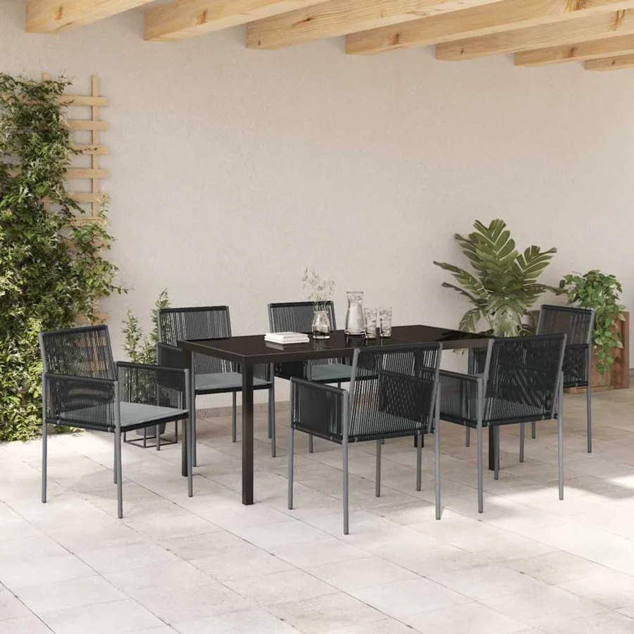 Ensemble de salle à manger pour jardin 7 pcs Noir Rotin PE - 4