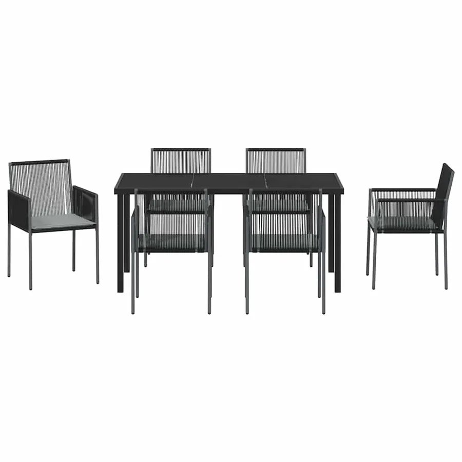 Ensemble de salle à manger pour jardin 7 pcs Noir Rotin PE - 7