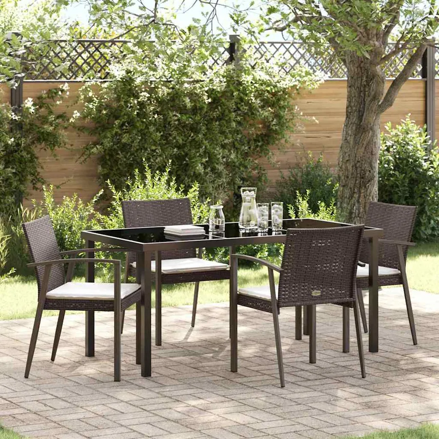 Ensemble de salle à manger pour jardin 5 pcs Marron et Noir
