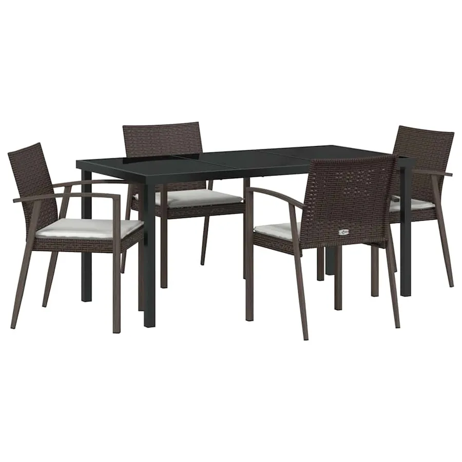 Ensemble de salle à manger pour jardin 5 pcs Marron et Noir - 2