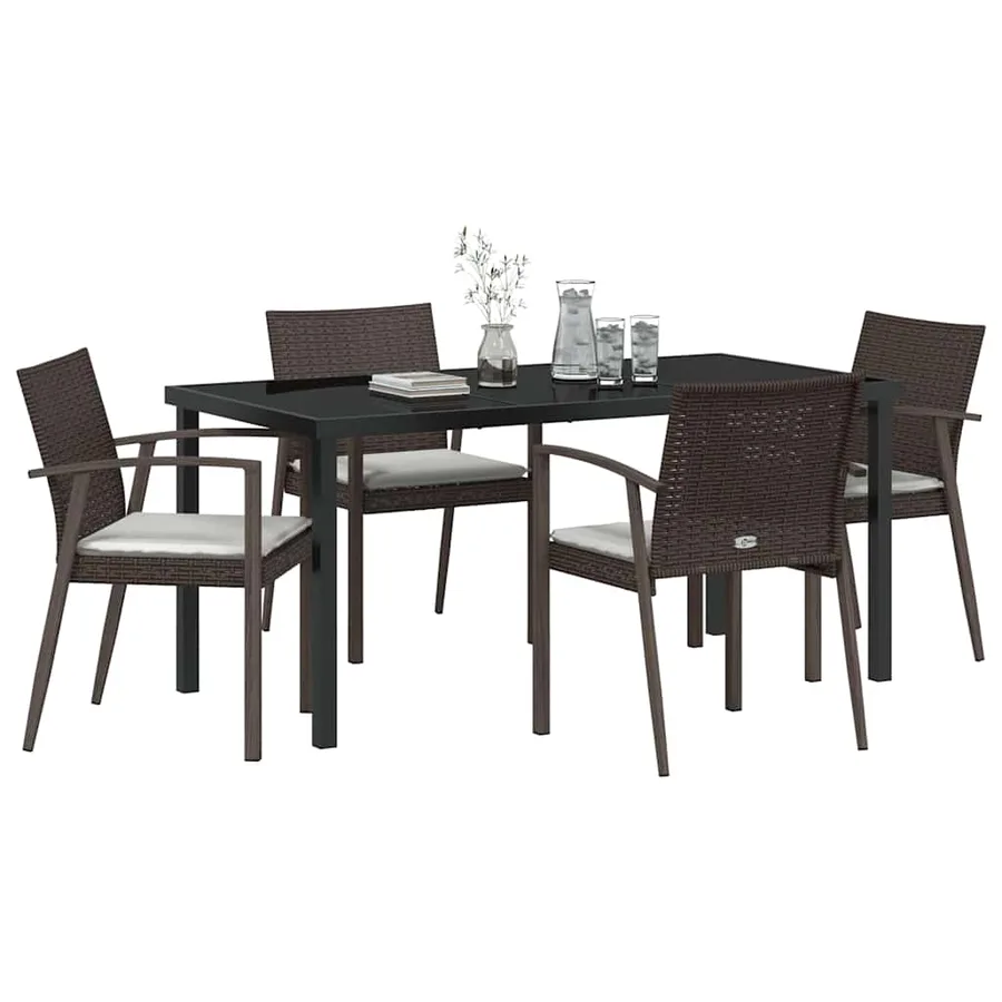 Ensemble de salle à manger pour jardin 5 pcs Marron et Noir - 3