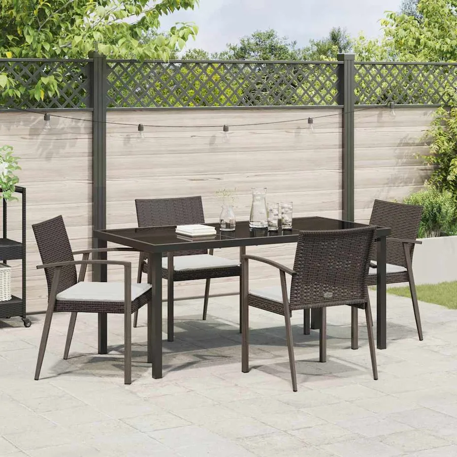 Ensemble de salle à manger pour jardin 5 pcs Marron et Noir - 4