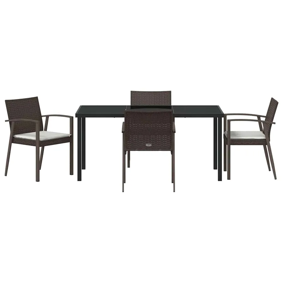 Ensemble de salle à manger pour jardin 5 pcs Marron et Noir - 7