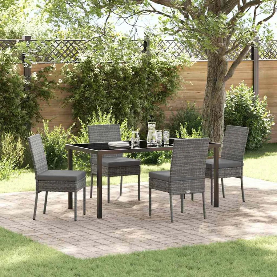Ensemble de salle à manger pour jardin 5 pcs Gris