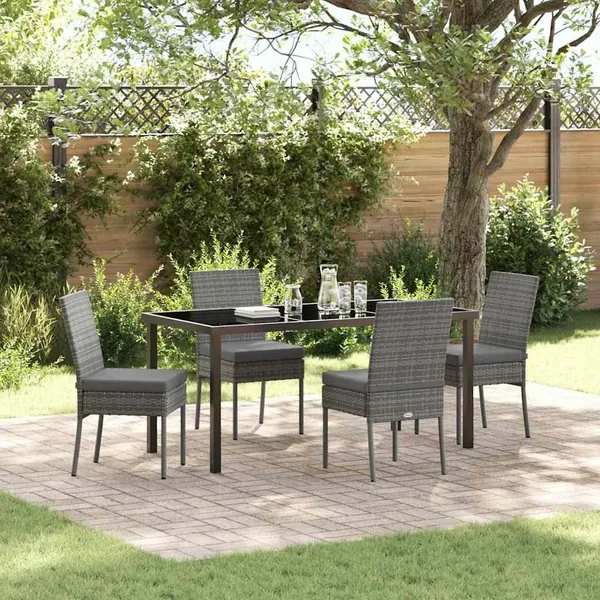 Ensemble de salle à manger pour jardin 5 pcs Gris