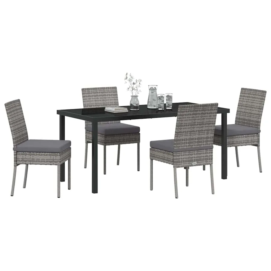 Ensemble de salle à manger pour jardin 5 pcs Gris - 3