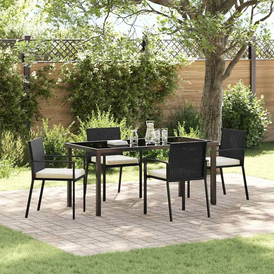 Ensemble de salle à manger pour jardin 5 pcs Noir