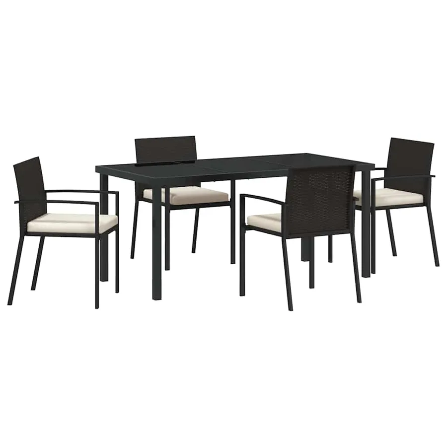 Ensemble de salle à manger pour jardin 5 pcs Noir - 2