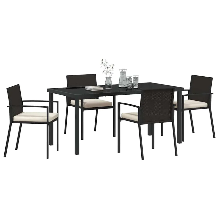 Ensemble de salle à manger pour jardin 5 pcs Noir - 3