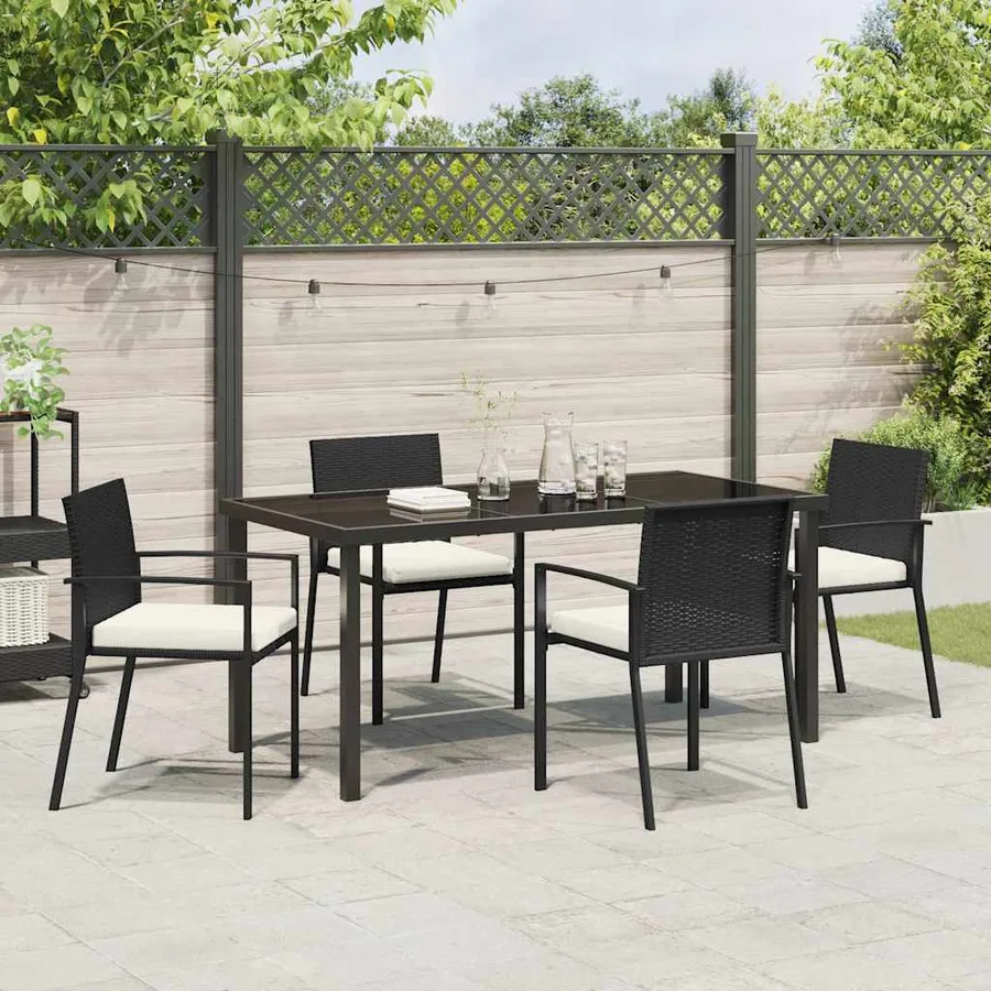 Ensemble de salle à manger pour jardin 5 pcs Noir - 4