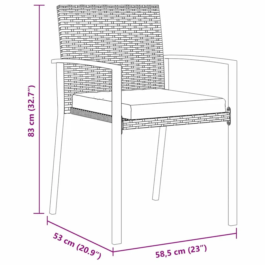 Ensemble de salle à manger pour jardin 5 pcs Noir - 8