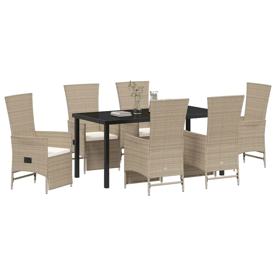 Ensemble de salle à manger pour jardin 7 pcs Beige polyrotin - 3
