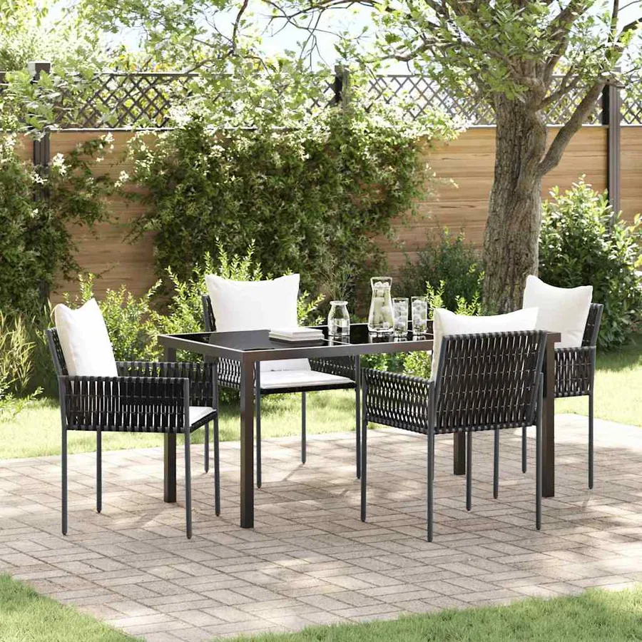 Ensemble de salle à manger pour jardin 5 pcs Marron et Noir