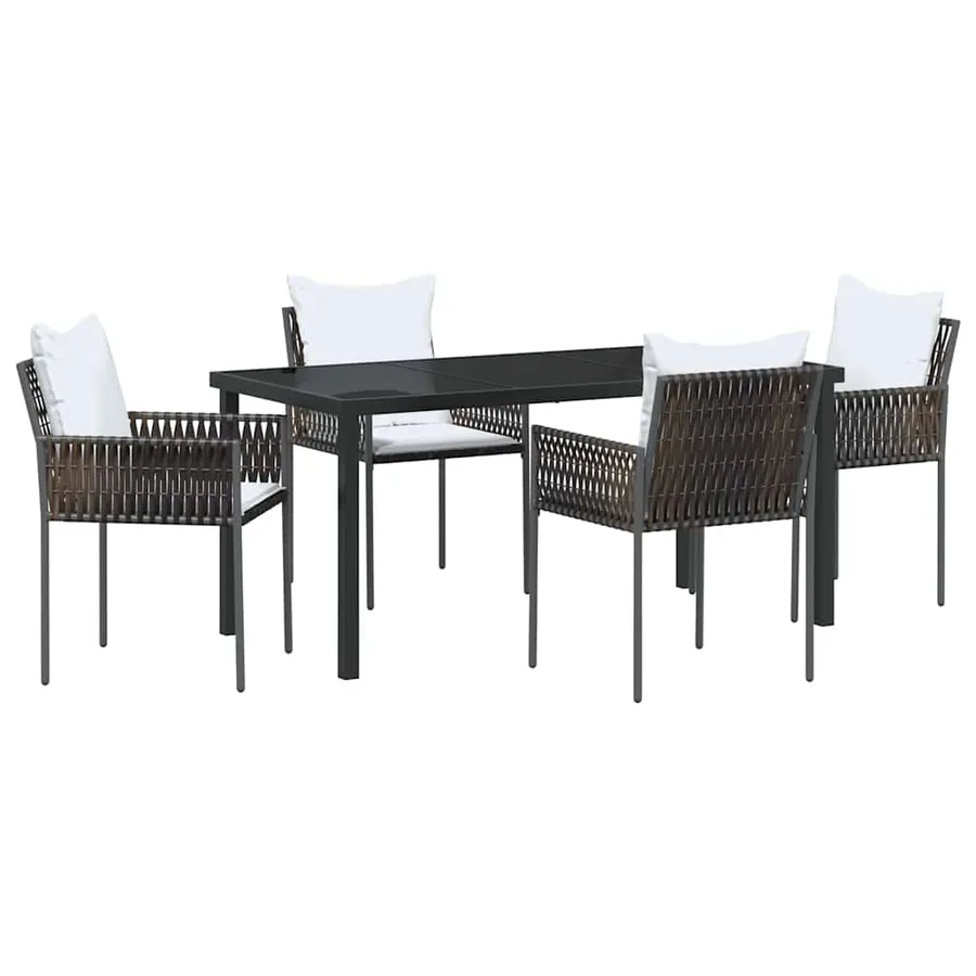 Ensemble de salle à manger pour jardin 5 pcs Marron et Noir - 2