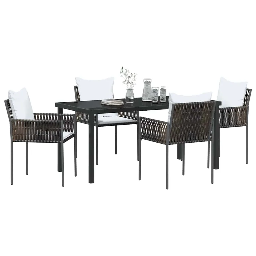 Ensemble de salle à manger pour jardin 5 pcs Marron et Noir - 3