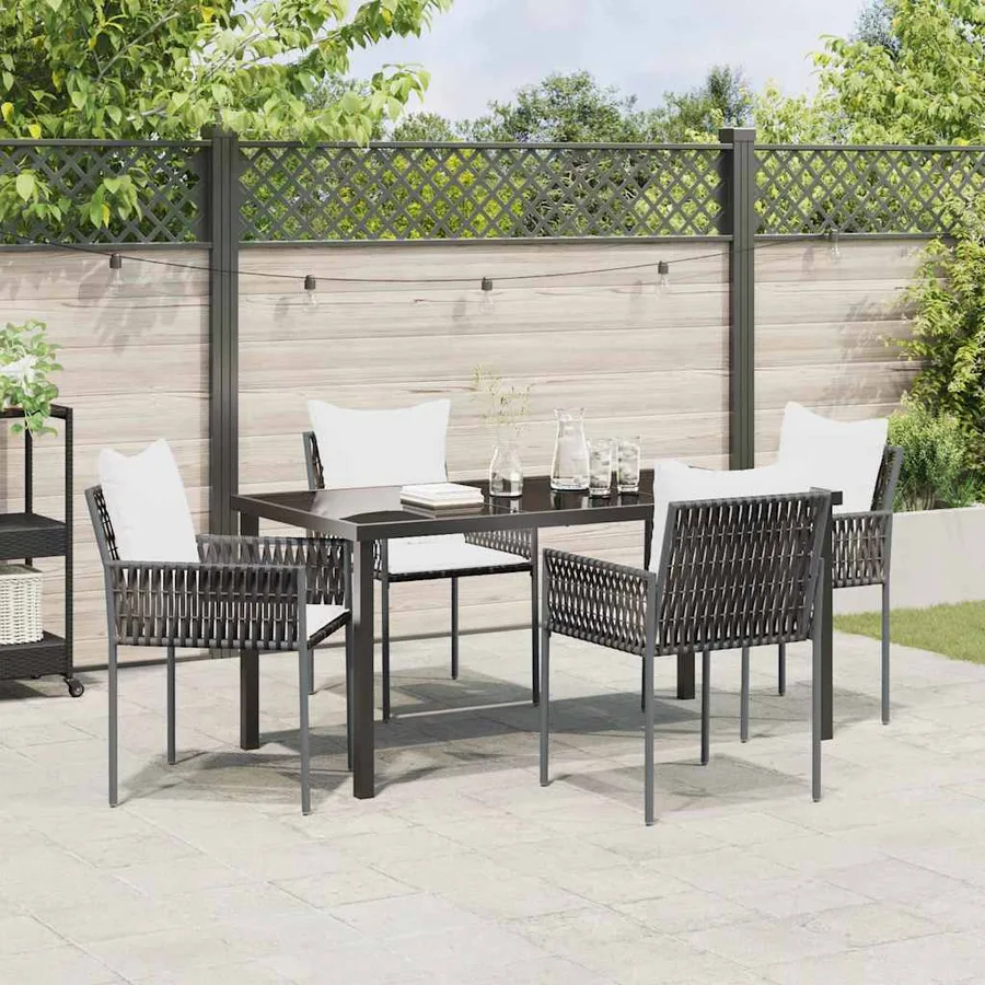 Ensemble de salle à manger pour jardin 5 pcs Marron et Noir - 4