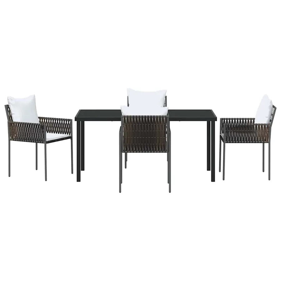 Ensemble de salle à manger pour jardin 5 pcs Marron et Noir - 7