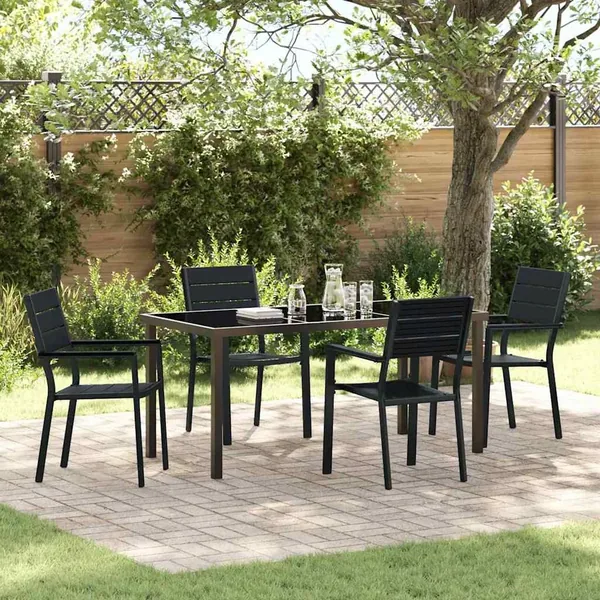 Ensemble de salle à manger pour jardin 5 pcs Noir