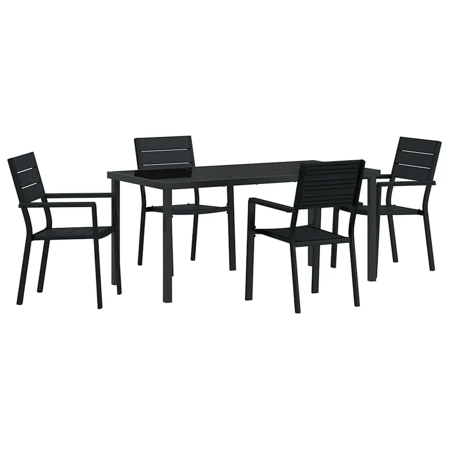 Ensemble de salle à manger pour jardin 5 pcs Noir - 2