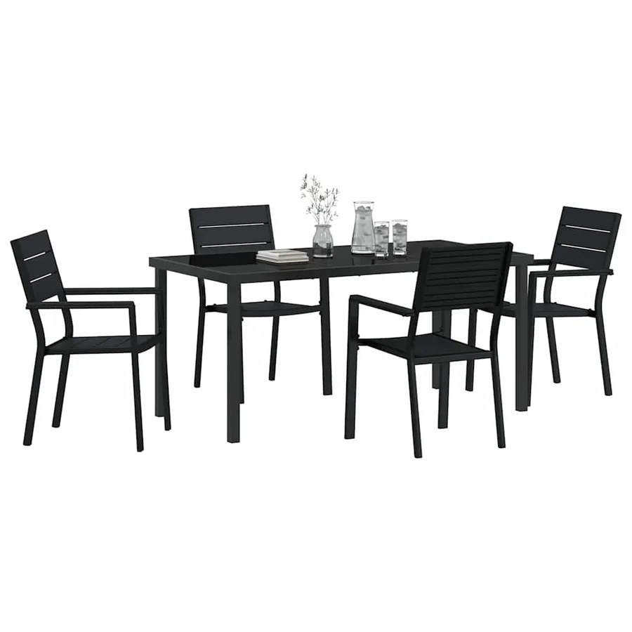 Ensemble de salle à manger pour jardin 5 pcs Noir - 3