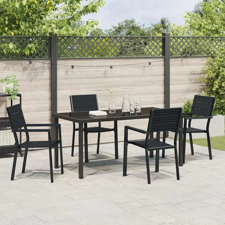 Ensemble de salle à manger pour jardin 5 pcs Noir - 4